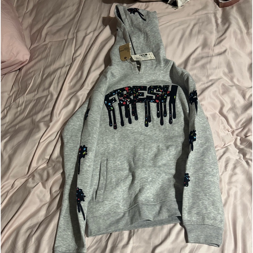 Grey graphic “fresh” hoodie